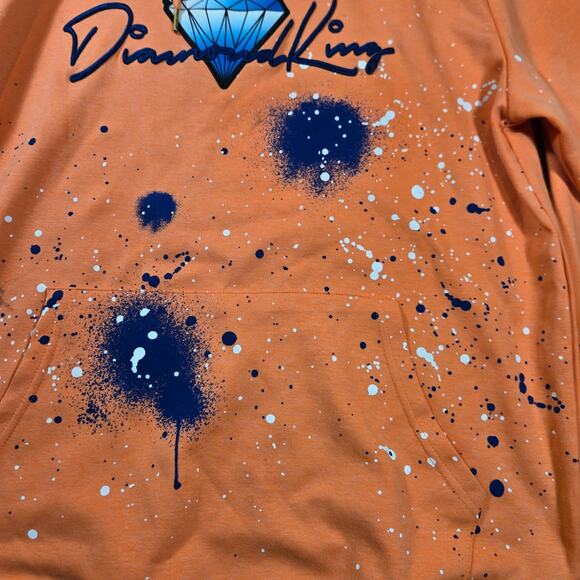 Diamond King Hoodie Mens 2XL Peach Patch Hip Hop Streetwear Pullover Rap - Picture 3 of 7